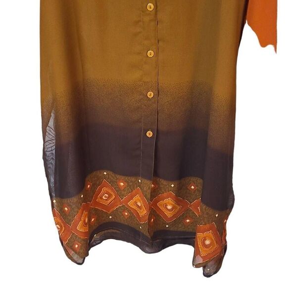 Ombré kaftan Indian plus size 1X long shirt TUNIC dress NWT ORANGE brown - Picture 9 of 9
